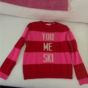 Chinti & Parker Red and Pink “You Me Ski” Striped Sweater